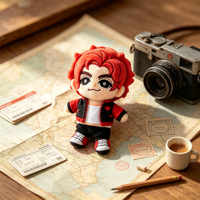Poupée en peluche personnalisée Chibi de personnage de jeu Sylvain aux cheveux roux ondulés – Créez votre propre figurine de jeu tendance, poupée en peluche anime