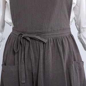 Commercio all'ingrosso personalizzato a buon mercato donne ragazze Vintage pianura cotone lino grembiule lavori di giardinaggio croce indietro vestito scamiciato - Product Image 4