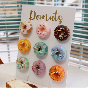 <span class=keywords><strong>Bougie</strong></span> parfumée en cire de soja en forme de donut glacé coloré, <span class=keywords><strong>bougie</strong></span> aromatique 3D en forme de faux dessert, plateau de présentation de donuts blancs, alimentaire - Product Image 1