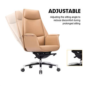 Chaise de bureau et chaise de réunion ergonomique à dossier haut et au milieu, moderne, pivotante et réglable en cuir. - Product Image 4