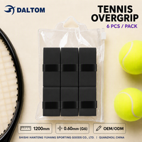 Surgrip de tennis ultra-adhésif pour raquette de badminton, double face, doux, absorbant la transpiration, lot de 6, noir, fabrication OEM