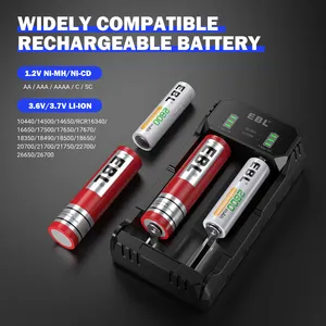 Ebl 2 Bay Universele C 1.2V Aaaa Aa Aaaa Nimh 3.7V 3.6V Oplaadbare 21700 26650 18650 Lithium-Ion Batterijlader