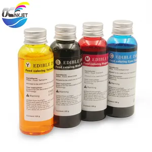 Ocinkjet 100 ML/botella de 4 colores de recarga de tinta comestible para HP 803 torta de café impresora
