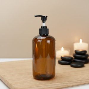 Vente en gros de flacons de lotion corporelle et de shampoing de luxe de 300 ml, emballage cosmétique en plastique PET rechargeable avec pompe - Product Image 1