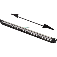 Panel Patch Keystone Kosong 10" 1U STP 24-Port Cat5e RJ45 Tembaga untuk Rak, Sesuai Standar ANSI/TIA/EIA, Hitam, Terminasi Punch, CHNOK