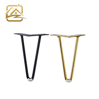 Pieds de table en fer chromé doré à 2 tiges pour meubles, tables, chaises, bureaux, tables à café et tables à manger