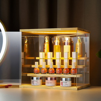 Étagères flottantes modernes en acrylique transparent poli avec éclairage LED, 1 à 4 niveaux, pour le rangement de cosmétiques, de maquillage, de objets de collection, vitrine d'exposition