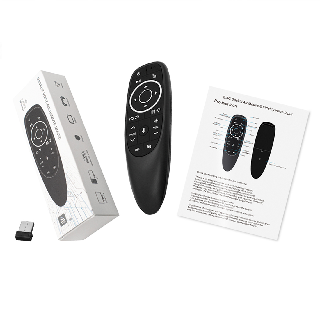 EPro Voix Souris D'air G10S Pro avec USB 2.4GHz Télécommande Sans Fil rétroéclairé g10s