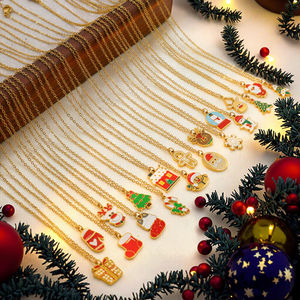 قلادة قلادة لطيفة من المينا لعيد الميلاد ، رنة ثلج ، جرس إسقاط ، سلسلة سحر ، قلادات نسائية ، مجوهرات حفلات الأعياد - Product Image 2