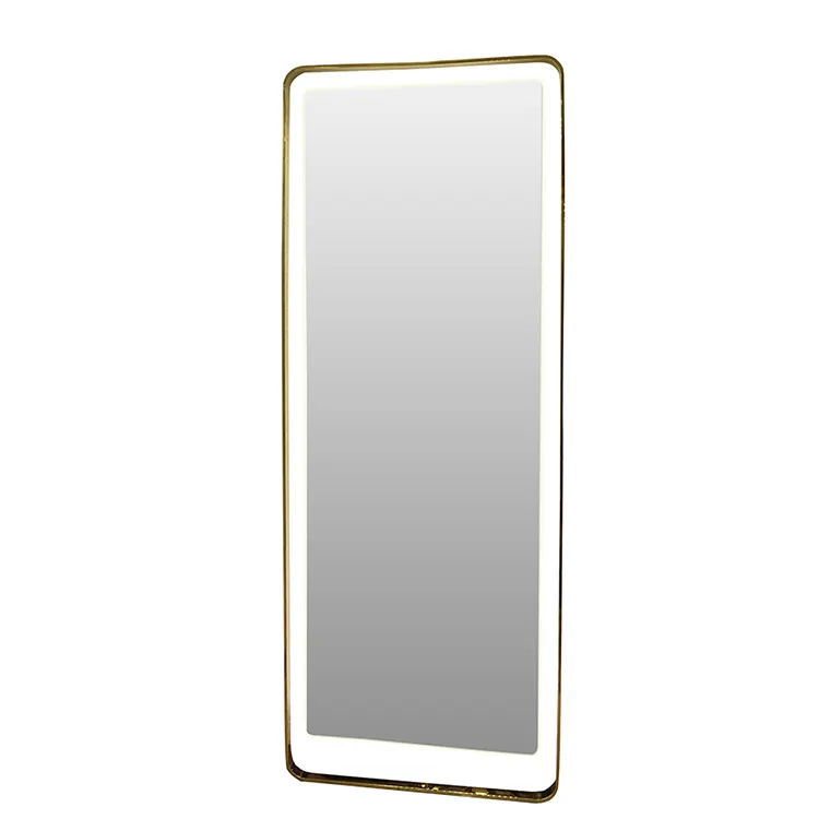 full length metal frame vanity salon station wall mirror with lights