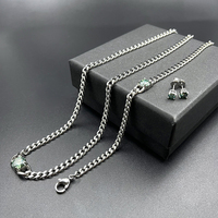 Ensemble de bijoux en acier inoxydable 316L, collier, bracelet et boucles d'oreilles en argent, zircone cubique, vert aqua, pour femmes, vente en gros, OEM personnalisé