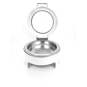 Set Scaldavivande Elettrico Moderno Bianco da 9L e 6L in Acciaio Inossidabile per Buffet, con Chafing Dish Interno Diviso - Product Image 1