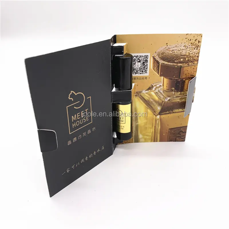 Papercard printed cosmetic sample sachet fragrance sample packaging card holder 2ml 3ml 5ml parfum card