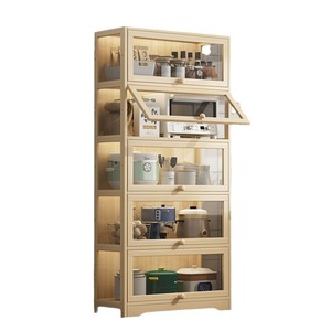 Mueble de Cocina de Madera Maciza, Armario de Almacenamiento de Múltiples Niveles, Diseño Minimalista con Tirador, Acabado Lacado - Product Image 5