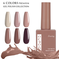 BIN Nude Cacao 6 Pcs 15 ML Gel Polish Set Même Couleur Même Bouteille Soak Off UV Gel Polish Kit Nail Art Manucure Salon