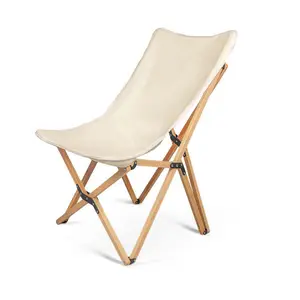 Chaise longue pliable en tissu bois massif, fauteuil d'extérieur pliable Portable avec motif papillon, idéal pour le camping, le barbecue, la pêche, le voyage, la plage ou la randonnée, offre spéciale