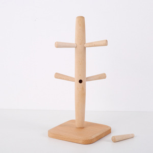 ที่วางแก้วไม้เนื้อแข็ง ไม้บีช ขนาดกลาง พร้อมที่ระบายน้ำและฐานวาง - Product Image 5