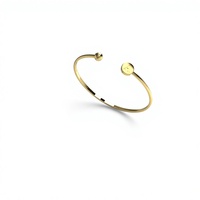 Bracelet manchette ajustable moderne en or 18 carats avec monogramme et lettre personnalisée, fin et empilable, cadeau pour femme