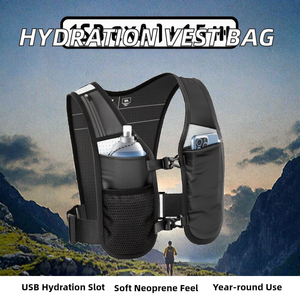 Hiking <b>Cycling</b> <b>Water</b> <b>Bottle</b> Lightweight Neoprene Fashion Running Vest Bag Storage Phone Holder Hydration USB Outdoor Sports - Product Image 2