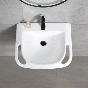 Lavabo da Bagno HY-8119 in Stile Moderno, Lavandino in Ceramica da Parete per Disabili - Product Image 2