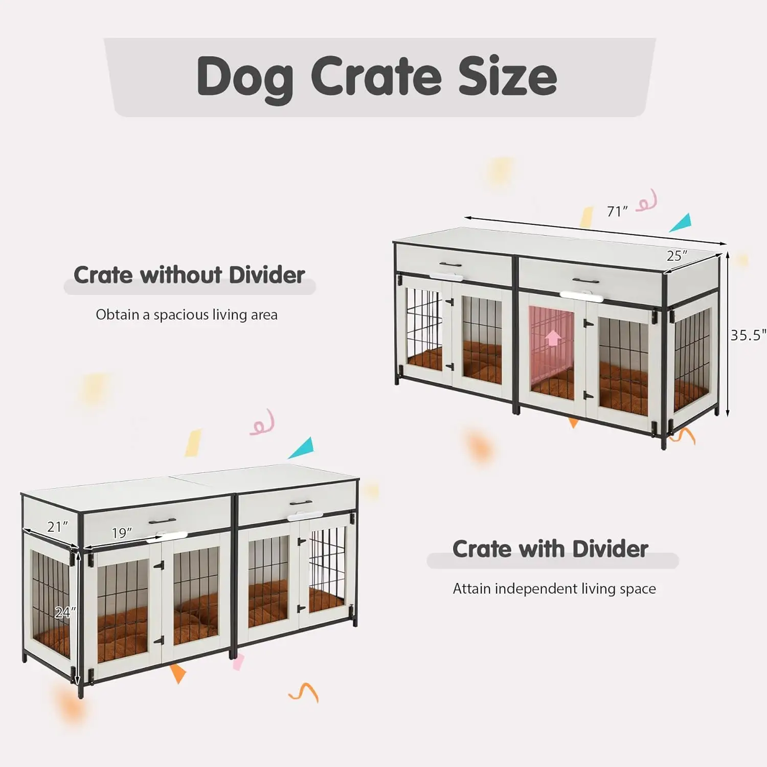 Table d'extrémité intérieure robuste en bois cage pour animaux de compagnie cage chien caisse meubles pour petit chien moyen