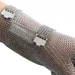 Özelleştirilmiş Anti kesme emniyet kasap iş koruma paslanmaz çelik tel örgü Metal Chainmail uzun eldiven