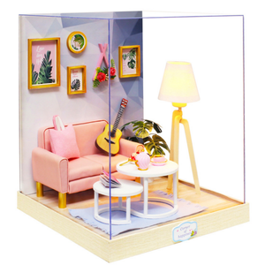 บ้านตุ๊กตาไม้ DIY พร้อมเฟอร์นิเจอร์,ของเล่นประกอบบ้านตุ๊กตาจำลองหรูหราสำหรับเด็กของขวัญสำหรับเด็กผู้หญิง - Product Image 5