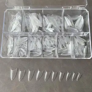 Nuovo arrivo punta per unghie a forma di <span class=keywords><strong>mandorla</strong></span> media mezza copertura lunghe unghie artificiali - Product Image 1