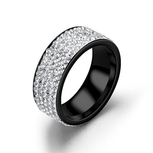 Anillo de Acero Inoxidable Chapado en Oro PVD de 18K, Resistente al Agua, con Incrustaciones de Diamantes de Imitación, para Hombre y Mujer |   Hipoalergénico, No se decolora, Duradero - Product Image 3