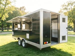 Food Truck Personnalisé en Acier Inoxydable, Équipement de Cuisine Professionnel Complet, Résistant à la Rouille, Alimentation Intégrée pour Snacks et Frites Mobiles - Product Image 1