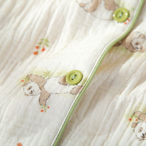 Nuevo Conjunto de Pijamas de Gasa de Doble Capa con Estampado de <span class=keywords><strong>Panda</strong></span> Estilo Campestre, 100% Algodón, para Mujer, Primavera/Verano, Manga Larga, Ropa de Dormir - Product Image 3