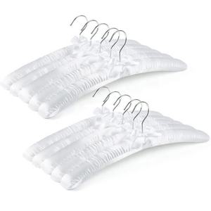 Cintres rembourrés Owentek Chrome Satin <span class=keywords><strong>Blanc</strong></span> de 3,2 cm d'épaisseur pour vêtements féminins, robes de mariée et manteaux/costumes - Usage en magasin - Product Image 1