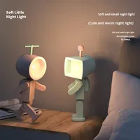 Lampe de chevet magnétique mini robot à piles, lampe de lecture de bureau, lumière d'ambiance, style européen