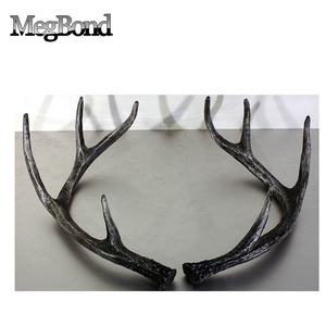 نحت ثلاثي الأبعاد على شكل قرن الوعل من الراتنج طاولة أو ديكور جداري متينة على شكل حيوان مجموعة من 2 لمقتنيات الأعياد والفنون - Product Image 1