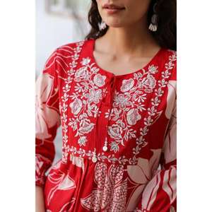 New Trendy Traditional <b>Indian</b> Beautiful Cotton Kurti Set with Embroidery <b>Ladies</b> <b>Kurta</b> <b>for</b> Summer Wholesale Price - Product Image 4