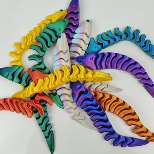 Figurina di anguilla arcobaleno stampata in 3D, giocattolo in plastica, modello animale da collezione, regalo decorativo per bambini e adulti - Product Image 1
