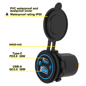 Chargeur rapide double USB Type C étanche IP65 personnalisé 3.0 12V 24V avec port USB pour camping-car et véhicule - Product Image 3