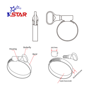 Colliers de serrage pour tuyaux en acier inoxydable télescopiques de type allemand à dégagement rapide <span class=keywords><strong>avec</strong></span> vis à oreilles/poignée - Product Image 4