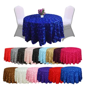 Custom Rosette Table Cloth Round Pink Modern Printed Polyester Tablecloth for Wedding