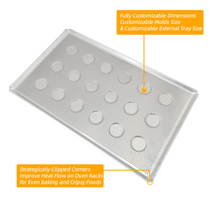 Molde de aluminio perforado de calibre grueso para tartaletas de huevo, 18 cavidades, base para tartas, bandeja para hornear postres - Product Image 3