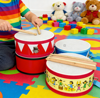 Lot de tambours à main rouges de 8 pouces, double face, faits à la main, portables, avec sangle, pour les célébrations musicales et les défilés