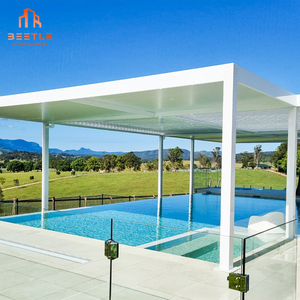 Toit de pergola électrique en aluminium réglable <span class=keywords><strong>5x4</strong></span> ensemble de montage mural LED cadre enduit de poudre résistant à la pourriture naturelle pour terrasses - Product Image 4