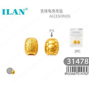 Ciondolo a forma di guscio di tartaruga portafortuna Ilan, 2 pezzi, colore oro, accessorio per la creazione di gioielli - Product Image 1