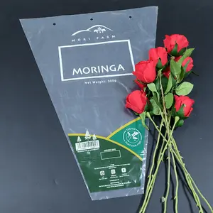 Embalagem personalizada de plástico folha de cone flores sacos buquês flor vaso manga pacote com buraco do ar