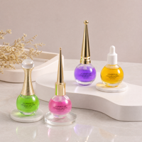 En stock – Flacon vide de 15 ml pour vernis à ongles ou huile à cuticules avec bouchon à vis et pinceau – Échantillon gratuit – Vente en gros – Forme ronde – Offre spéciale