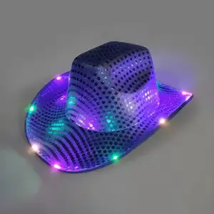GLG590 Halloween Light up Party Light Up Hat Bulk LED Flashing Cowboy Hats for Girls Women Birthday