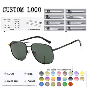 Gafas de Sol de Piloto Rectangulares Unisex, Montura Metálica, Lentes Gris Oscuro, 100% Protección UV para Actividades al Aire Libre, Adultos - Product Image 2