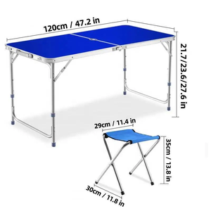 Tavolo da campeggio in alluminio regolabile in altezza portatile leggero pieghevole tavolo da Picnic all'aperto con Design europeo in metallo - Product Image 1