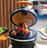 Barbecue Kamado en céramique moderne SEB 26 pouces, le plus bien noté, en acier inoxydable, avec allumage électronique et contrôle tactile, fumoir au charbon pour 5 personnes et plus