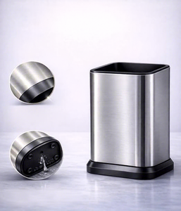 Support de rangement carré en acier inoxydable pour ustensiles de cuisine, design minimaliste et durable - Product Image 2